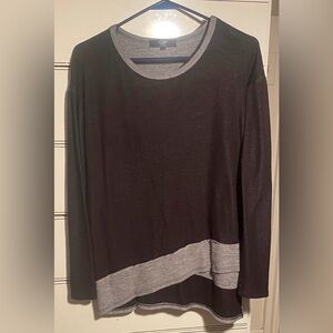 Black and Gray Asymmetrical Long Sleeve Shirt